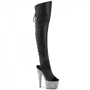 Pleaser Bejeweled-3019MS-7 Laarzen Dames Zwart Zilver | RKQBPWN-17