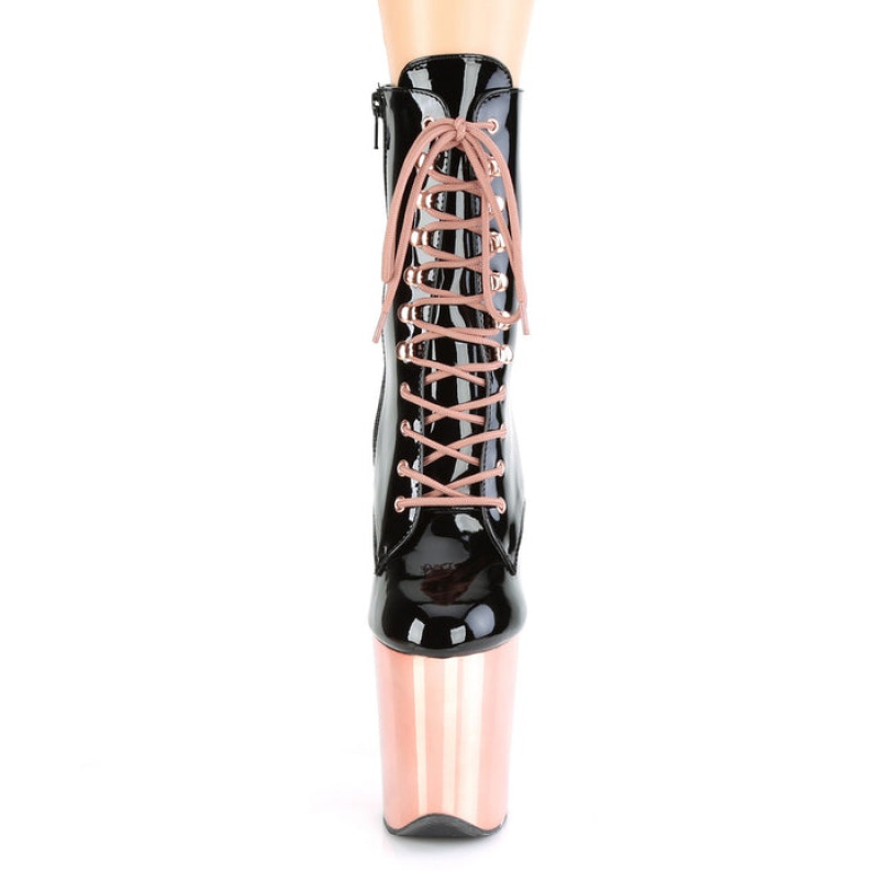 Pleaser Flamingo-1020 Laarzen Dames Zwart Roze Goud | RIESYMK-51