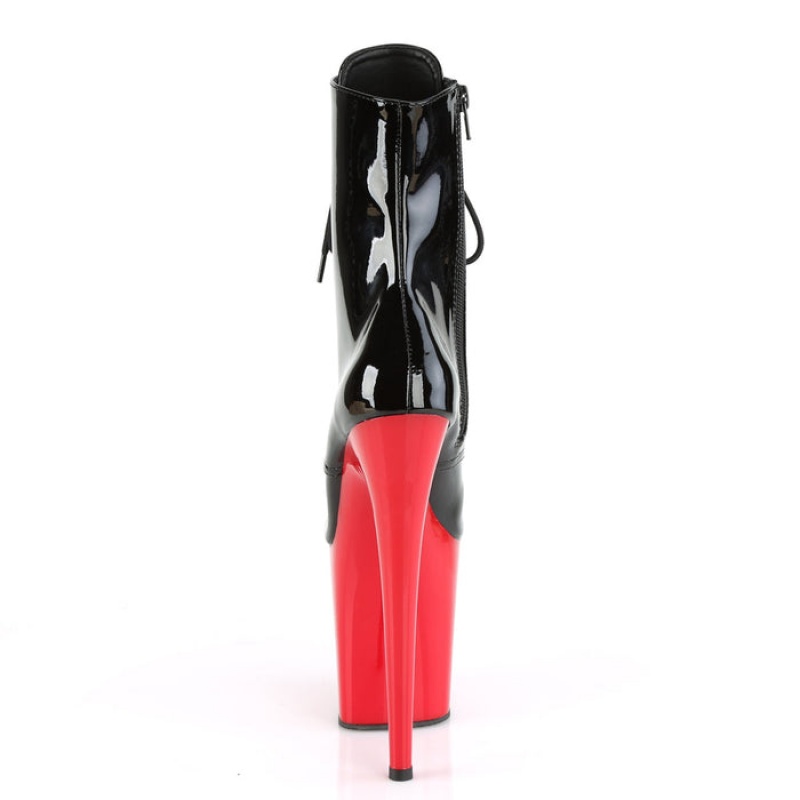 Pleaser Flamingo-1020 Laarzen Dames Zwart Rood | OPTQSUK-65